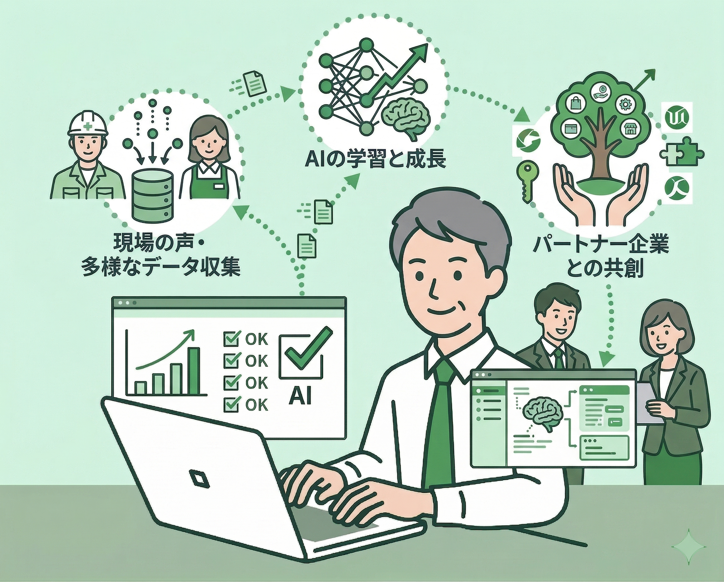現場の声・AIの学習と成長・パートナー企業との共創